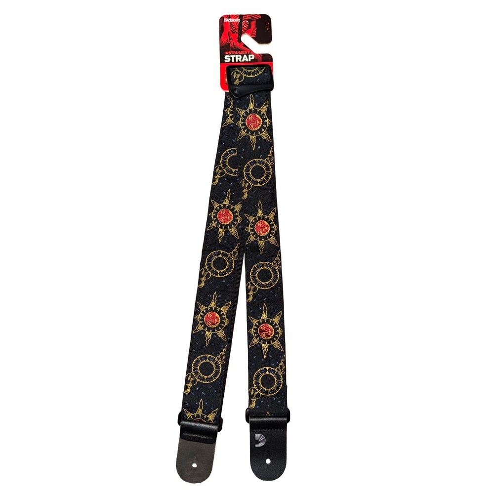 💙D'Addario 50mm Nylon Black Gold Sun & Moon Celestial Guitar Instrument Strap‎